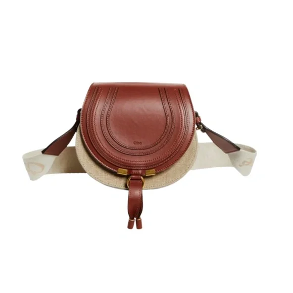 Chloé Marcie Linen & Leather Crossbody Bag - Picture 3 of 17